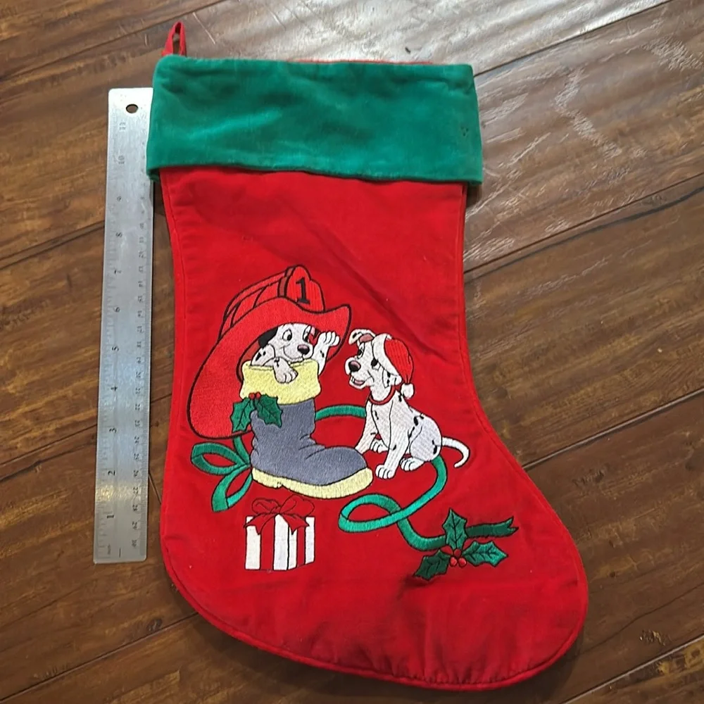 Rare Vintage Disney 101 Dalmatians Firefighter Christmas Stocking
